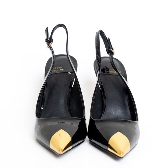 Jeffrey Campbell Riddler Patent Leather Pump Black Patent & Gold Size 9 - Picture 5 of 16